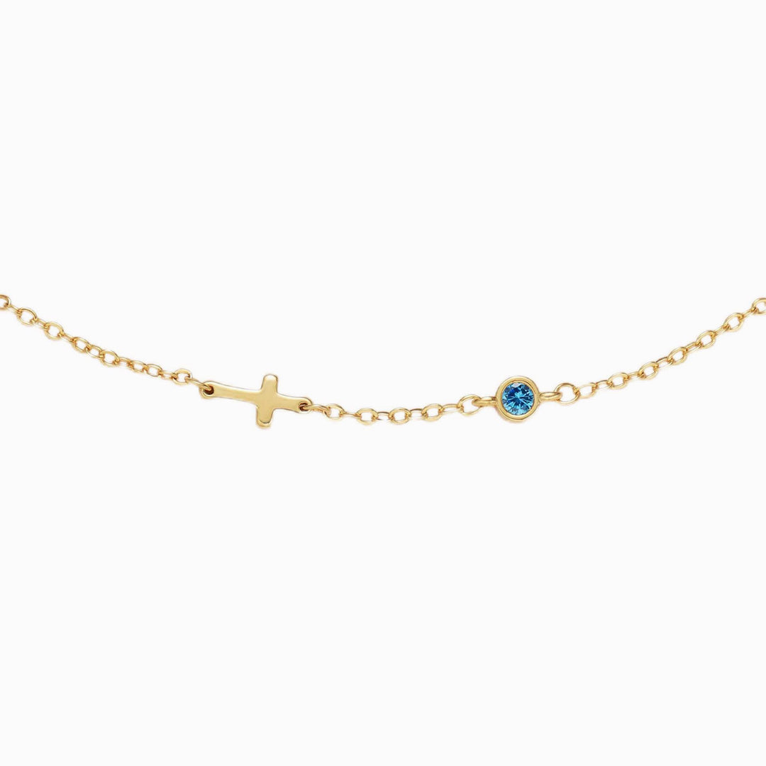 Birthstone Cross Bracelet