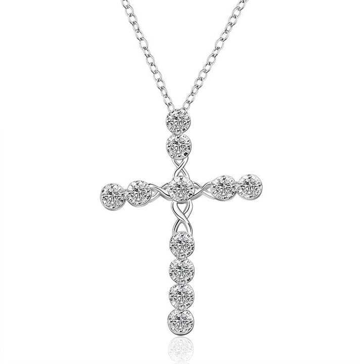 Silver Plated Crystal Cross Necklace