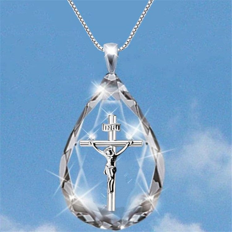 Transparent Crystal Cross Necklace