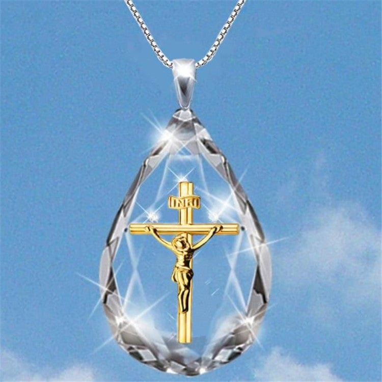 Transparent Crystal Cross Necklace