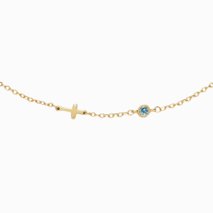 Birthstone Cross Bracelet