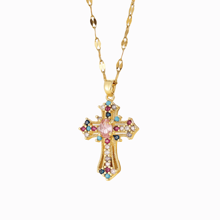 Divine Mosaic Cross Necklace