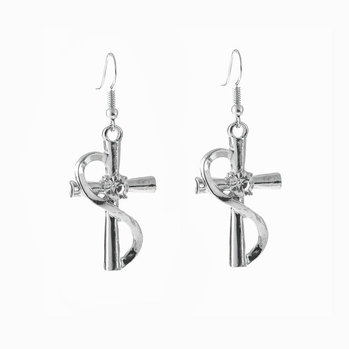 Diamond Faith-Hope Cross Earring