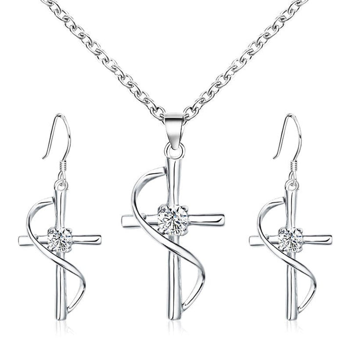 Diamond Faith-Hope Cross Earring