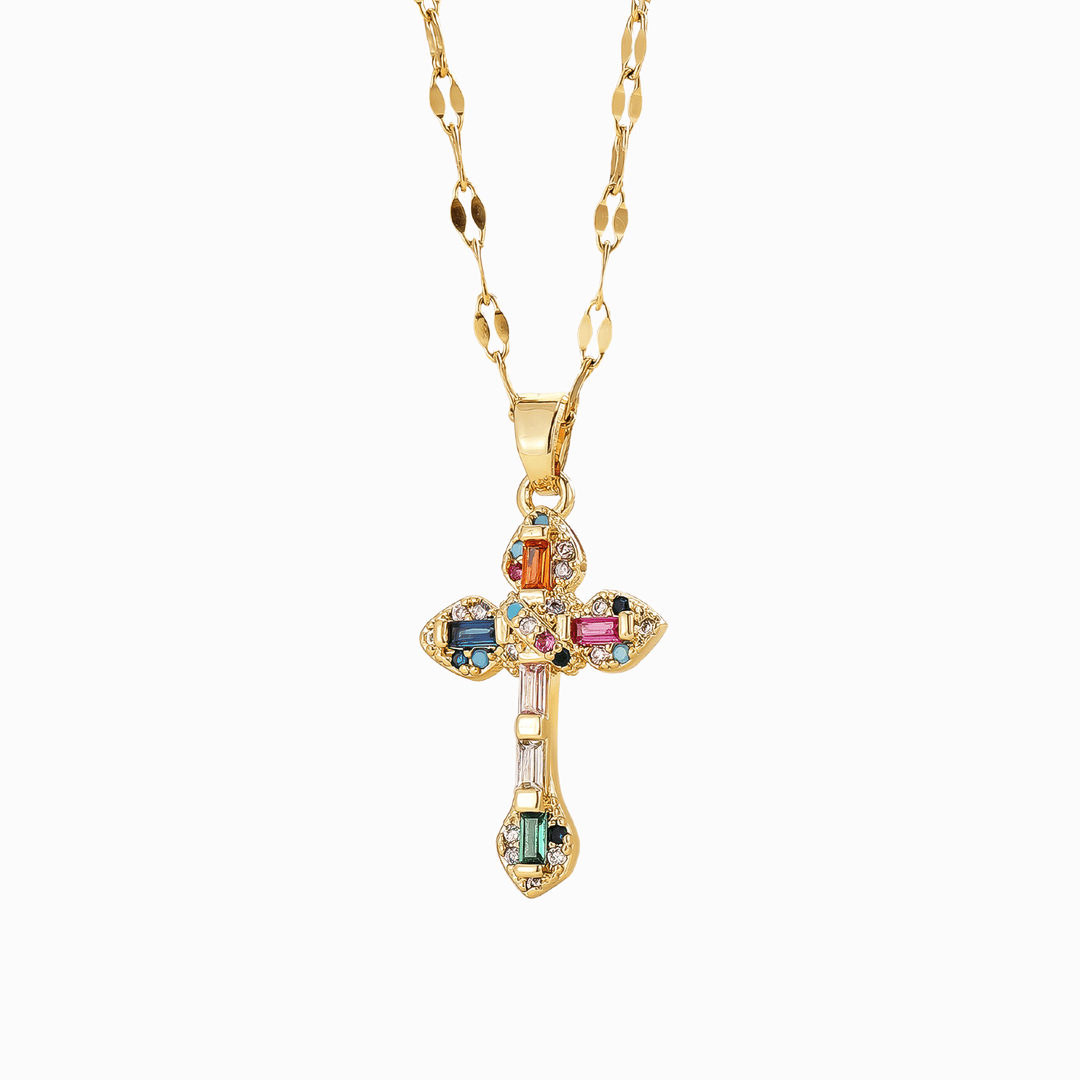 Chromatic Grace Cross Necklace