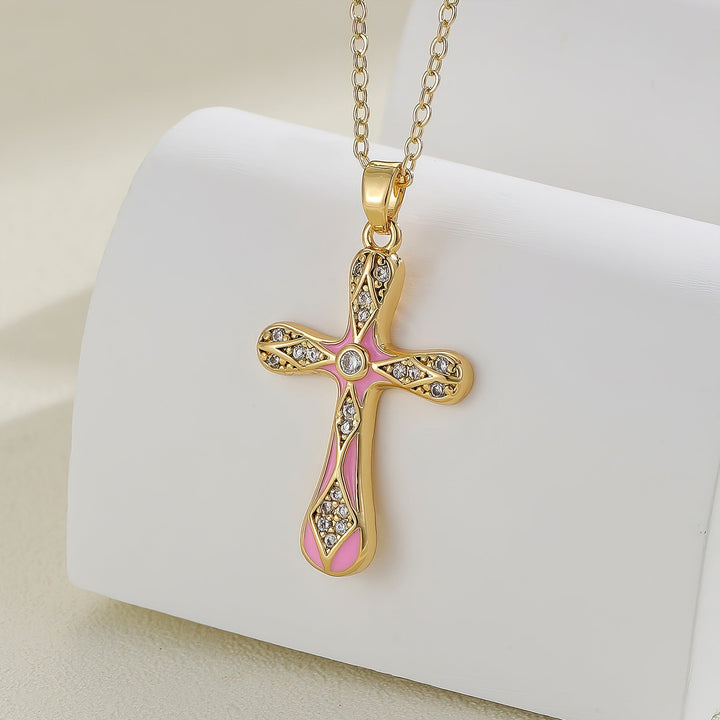 Heavenly Rose Cross Necklace