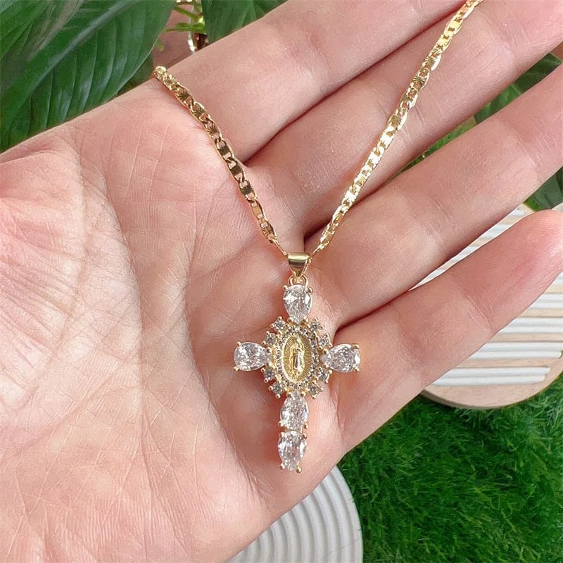 Diamond Mini Virgin Mary Necklace