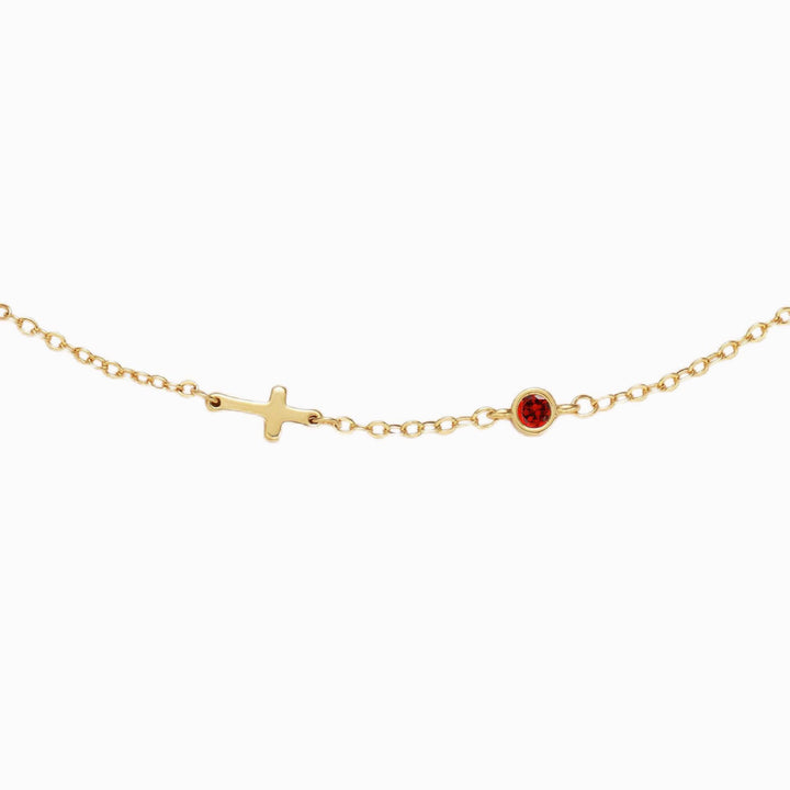 Birthstone Cross Bracelet