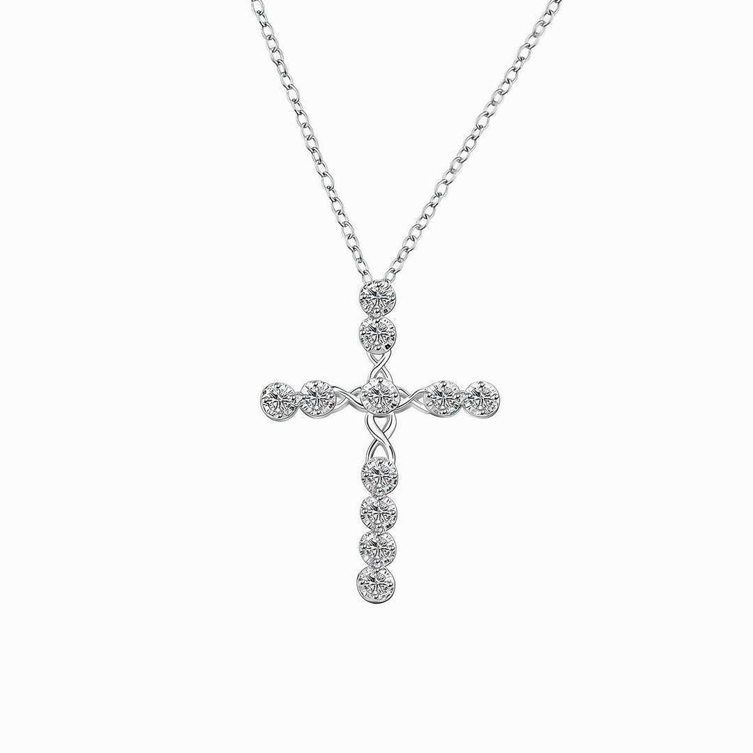 Silver Plated Crystal Cross Necklace