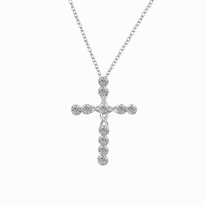 Silver Plated Crystal Cross Necklace