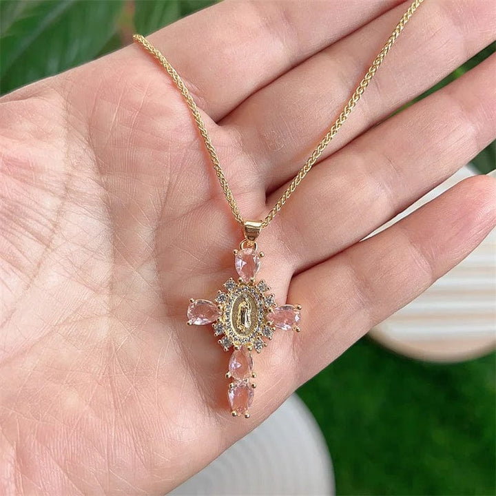 Diamond Mini Virgin Mary Necklace