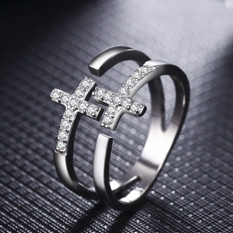 Double Layer Cross Diamond Open Ring (Free)