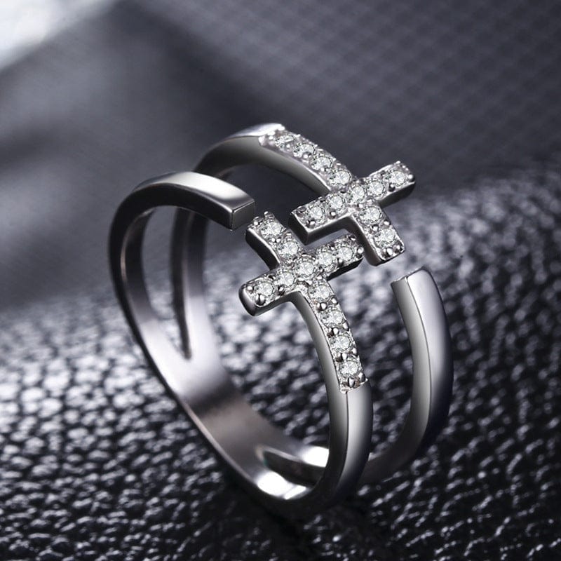 Double Layer Cross Diamond Open Ring (Free)