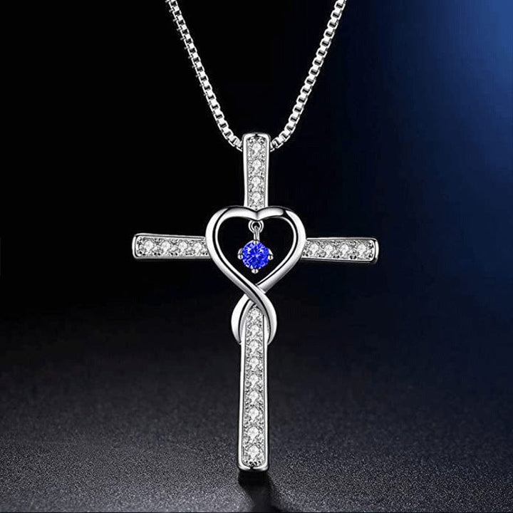 Infinity Heart Cross Necklace With Diamond