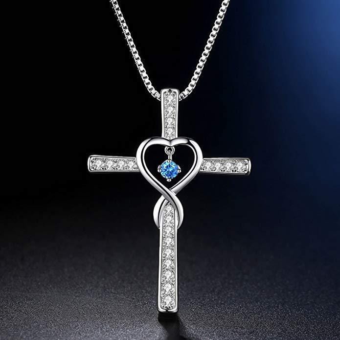 Infinity Heart Cross Necklace With Diamond