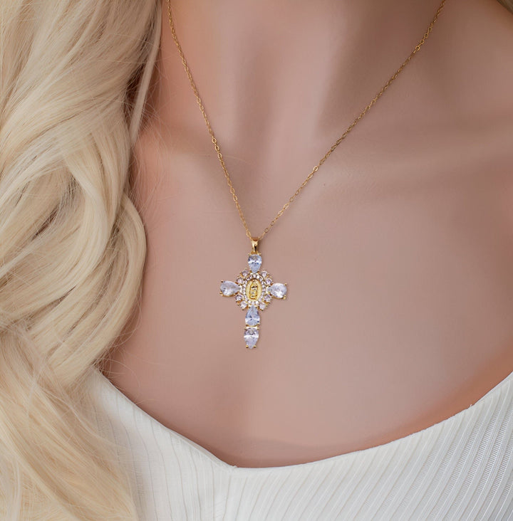 Diamond Mini Virgin Mary Necklace