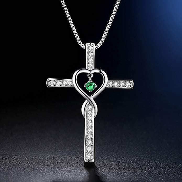 Infinity Heart Cross Necklace With Diamond