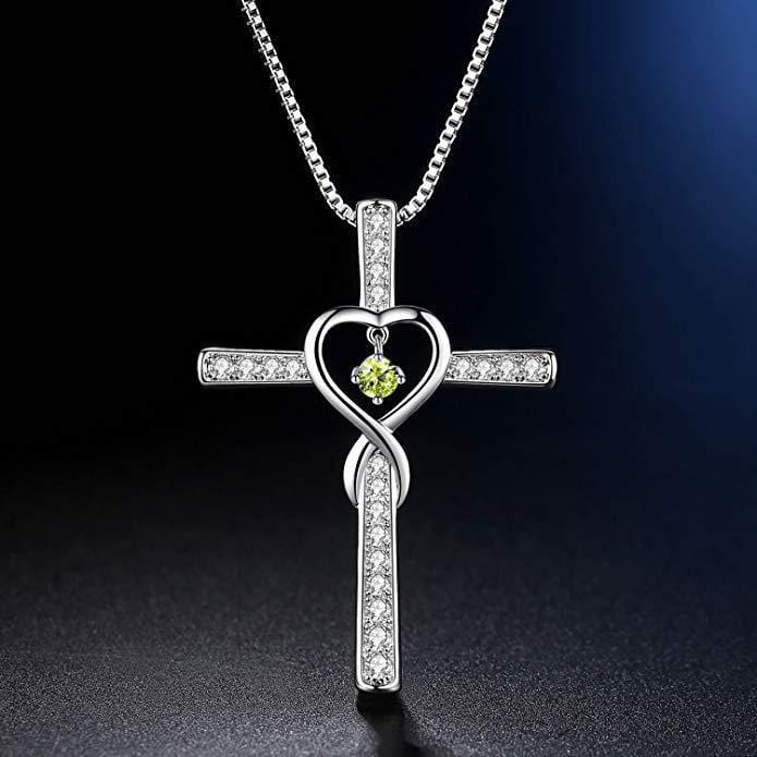 Infinity Heart Cross Necklace With Diamond