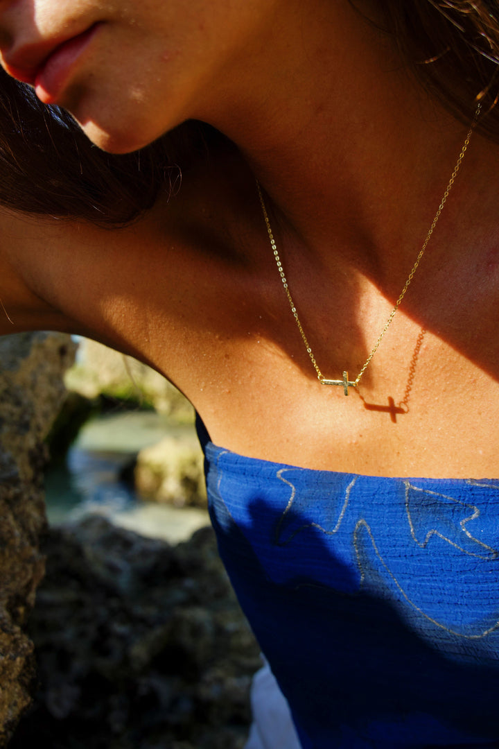 Dainty Sideway Cross Necklace