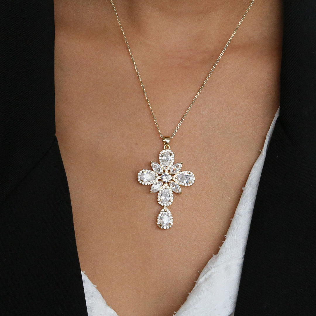 Divine Sparkle Cross Necklace