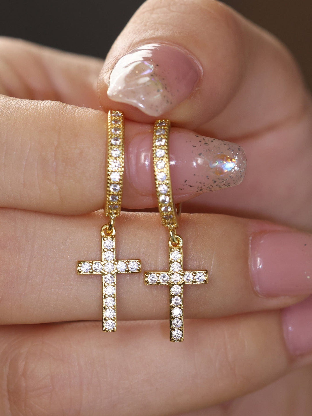 Faithful Diamond Cross Earrings