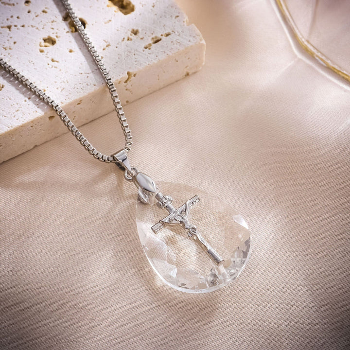 Transparent Crystal Cross Necklace