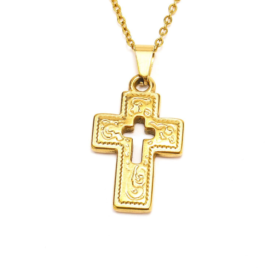 Traditional Gold Cross Necklace