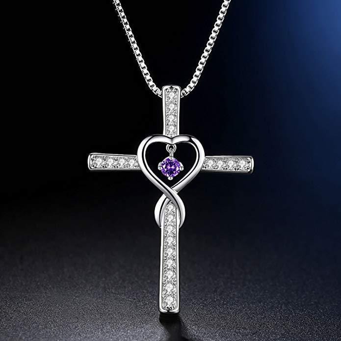 Infinity Heart Cross Necklace With Diamond