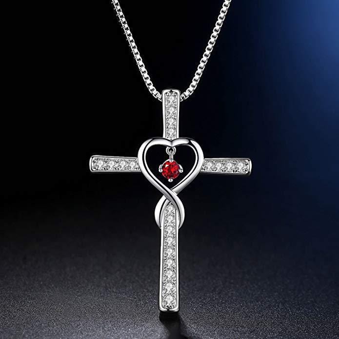 Infinity Heart Cross Necklace With Diamond