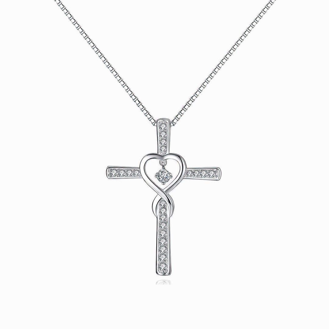 Infinity Heart Cross Necklace With Diamond