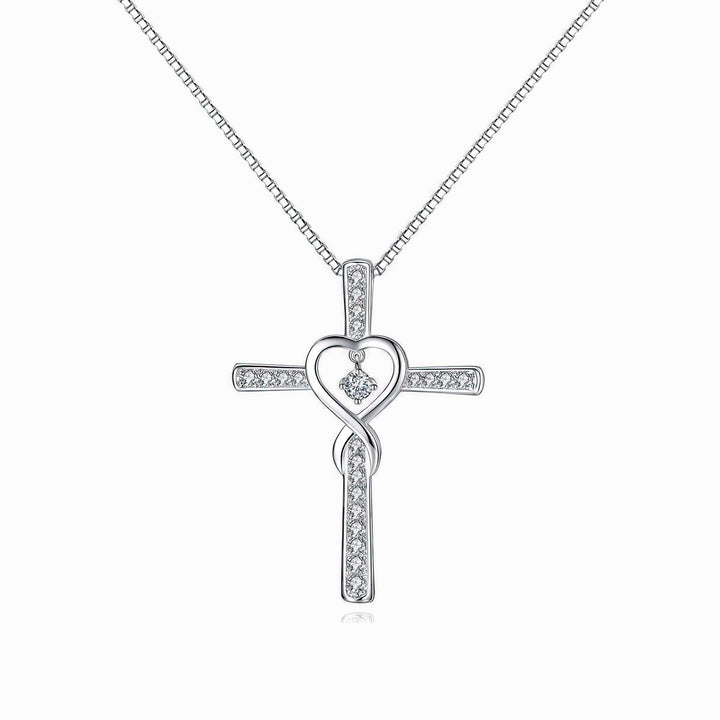 Infinity Heart Cross Necklace With Diamond