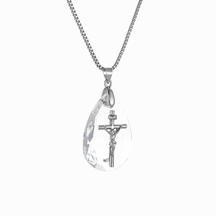 Transparent Crystal Cross Necklace