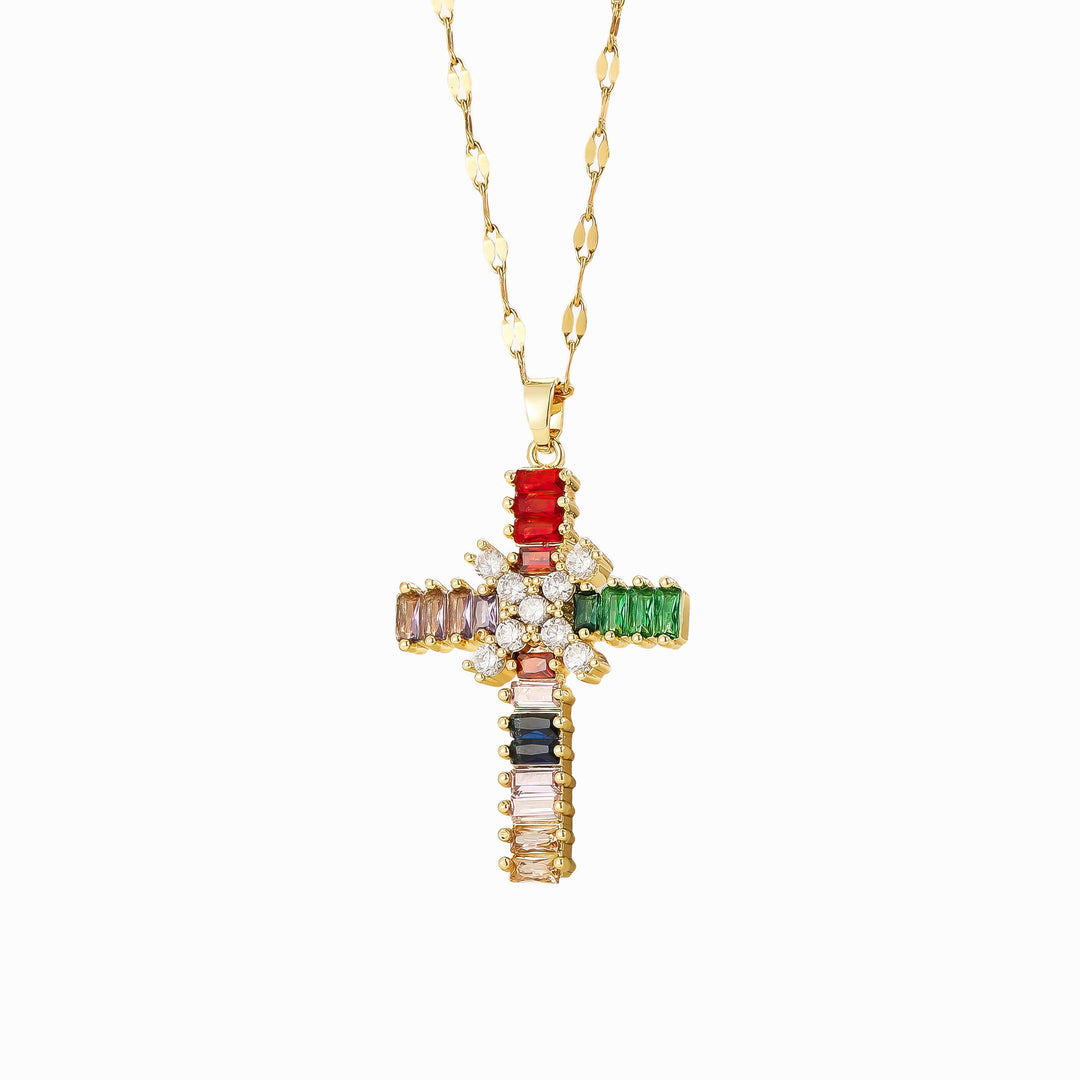 Prismatic Piety Cross Necklace