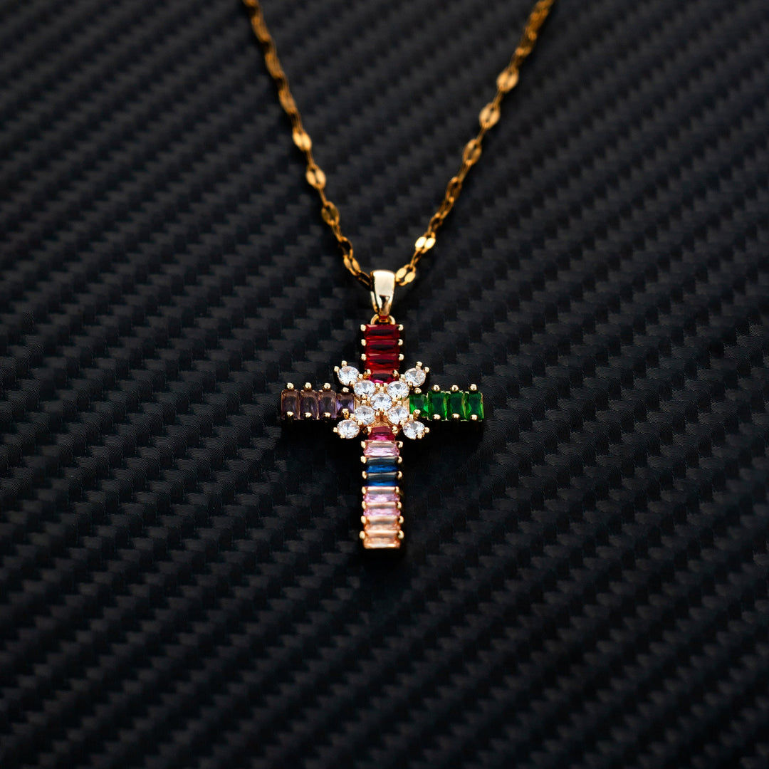 Prismatic Piety Cross Necklace