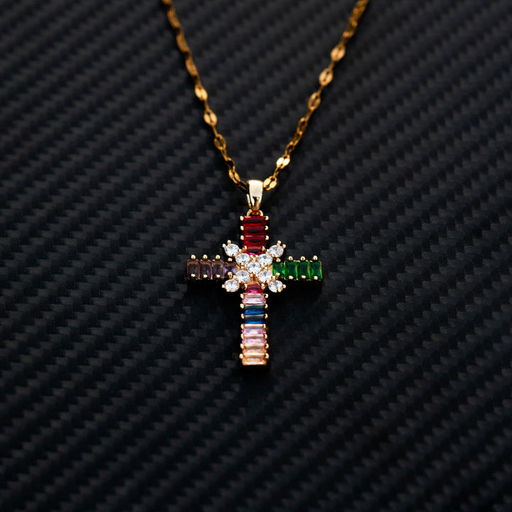 Prismatic Piety Cross Necklace