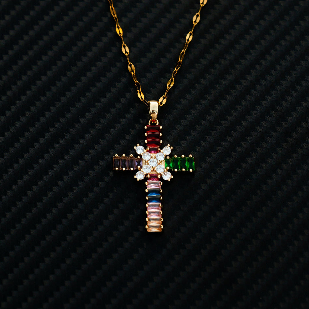 Prismatic Piety Cross Necklace