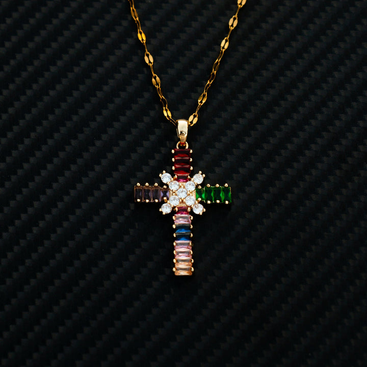 Prismatic Piety Cross Necklace