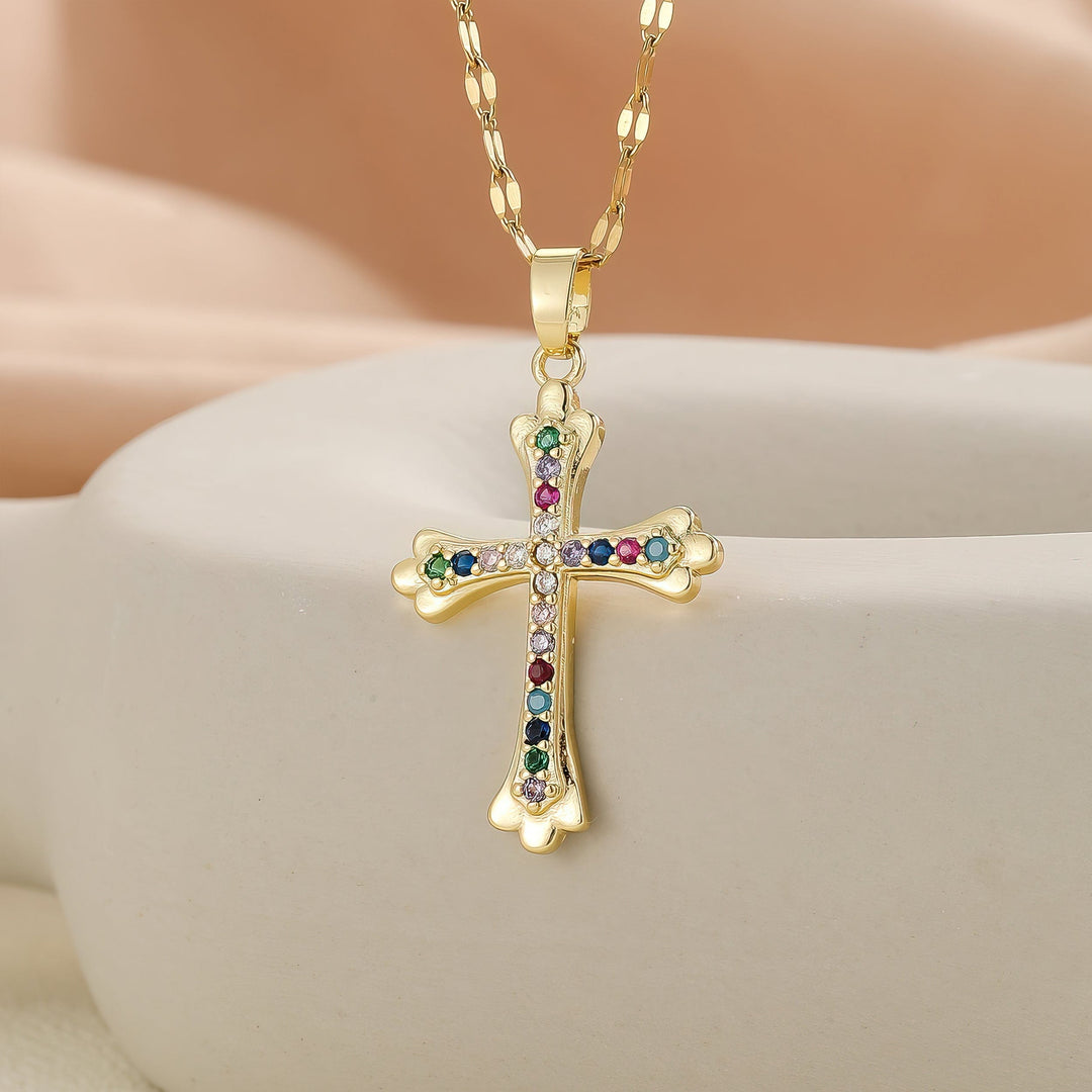 Jeweled Testament Cross Necklace