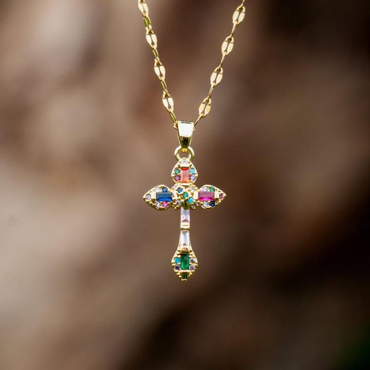 Chromatic Grace Cross Necklace