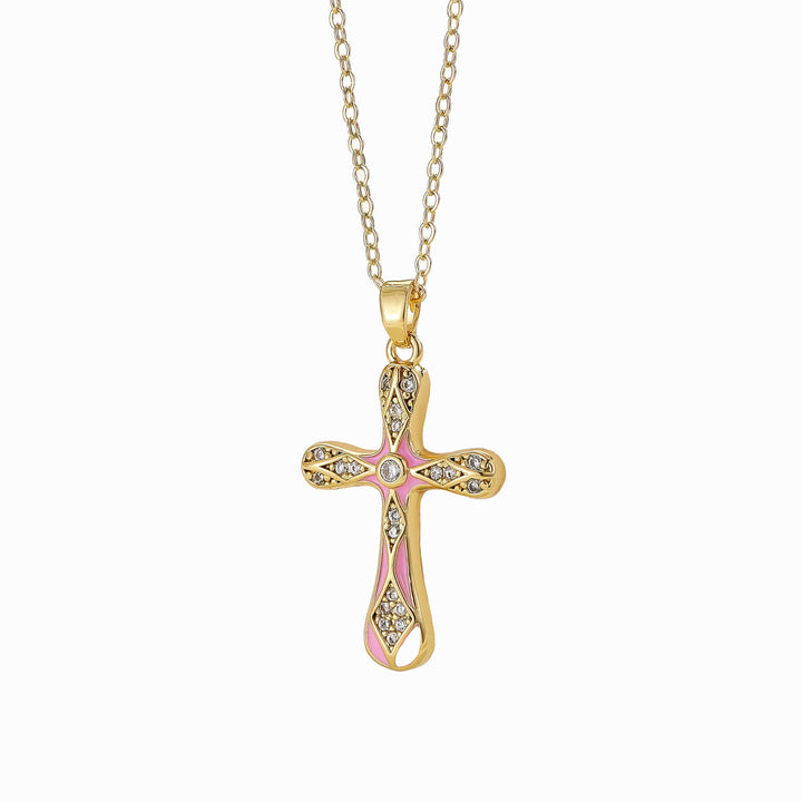 Heavenly Rose Cross Necklace