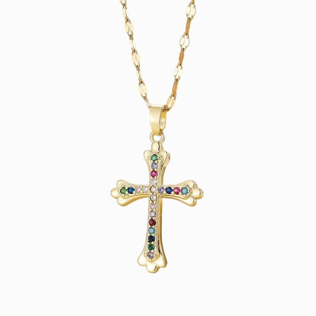 Jeweled Testament Cross Necklace