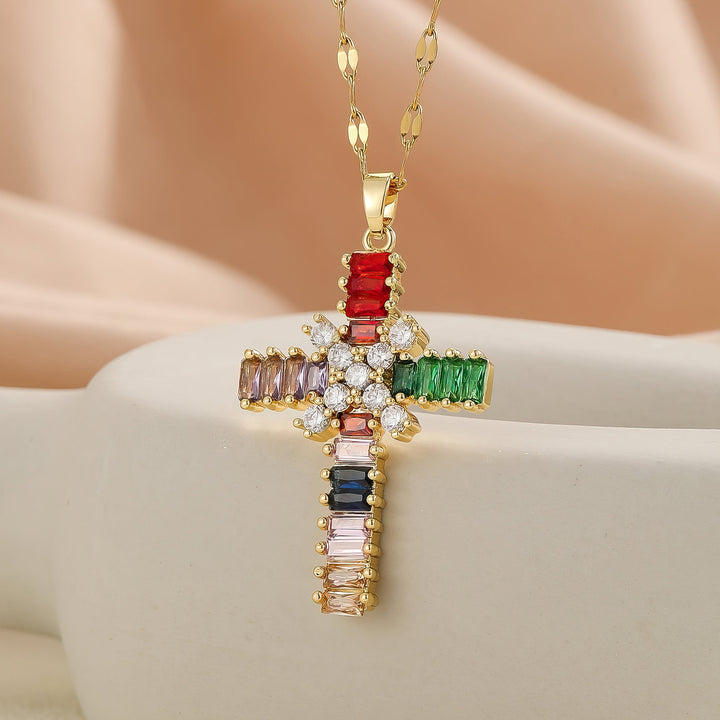 Prismatic Piety Cross Necklace