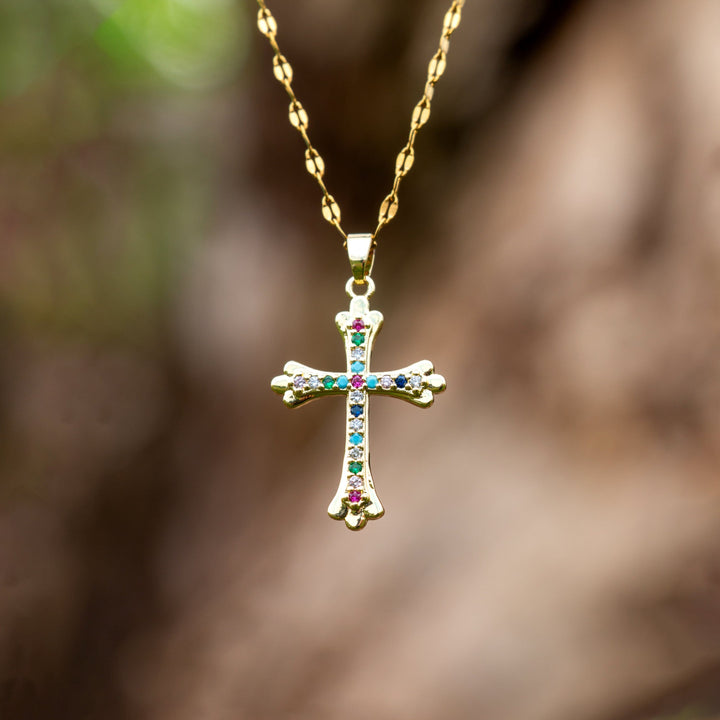 Jeweled Testament Cross Necklace