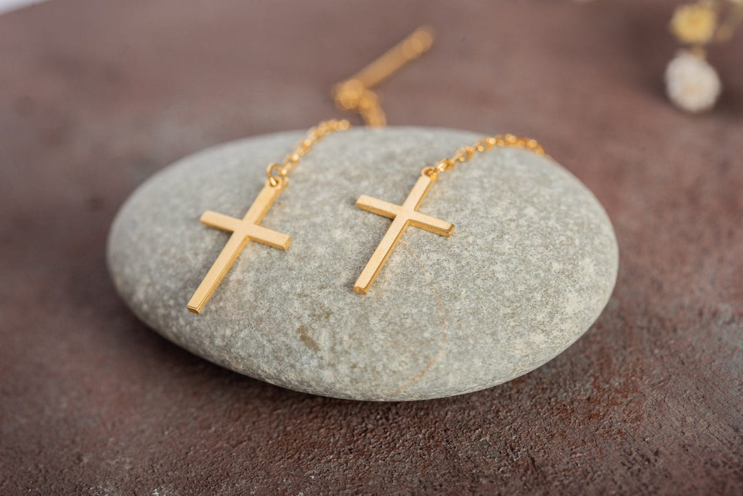 Piety Cross Hoop Earrings