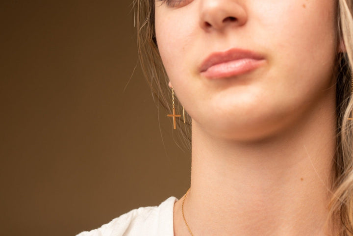 Piety Cross Hoop Earrings