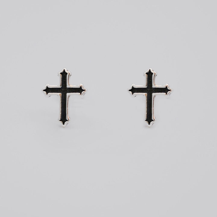 Dainty Black Cross Earrings