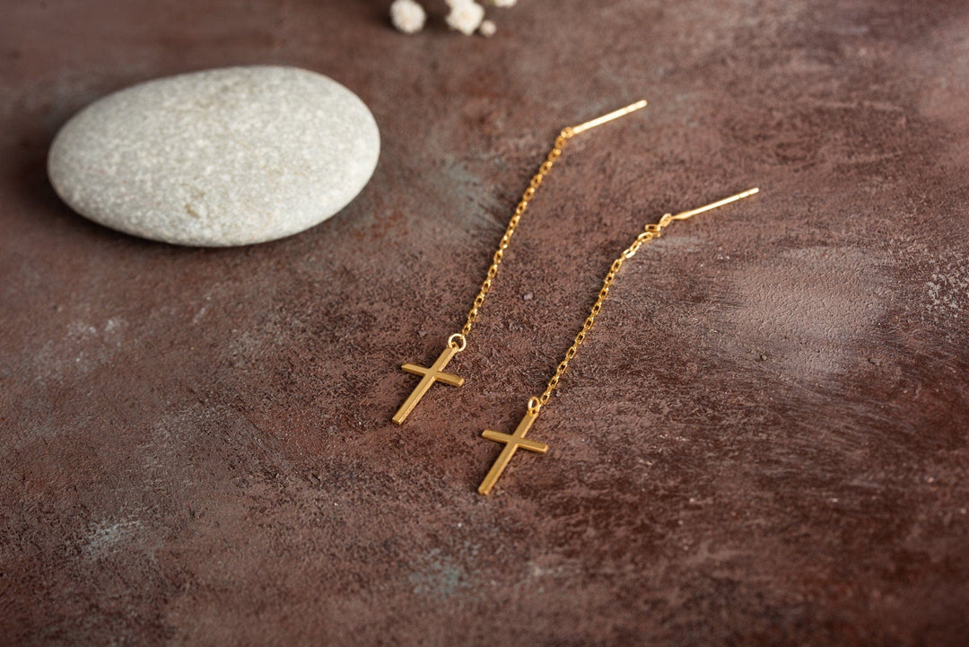 Piety Cross Hoop Earrings