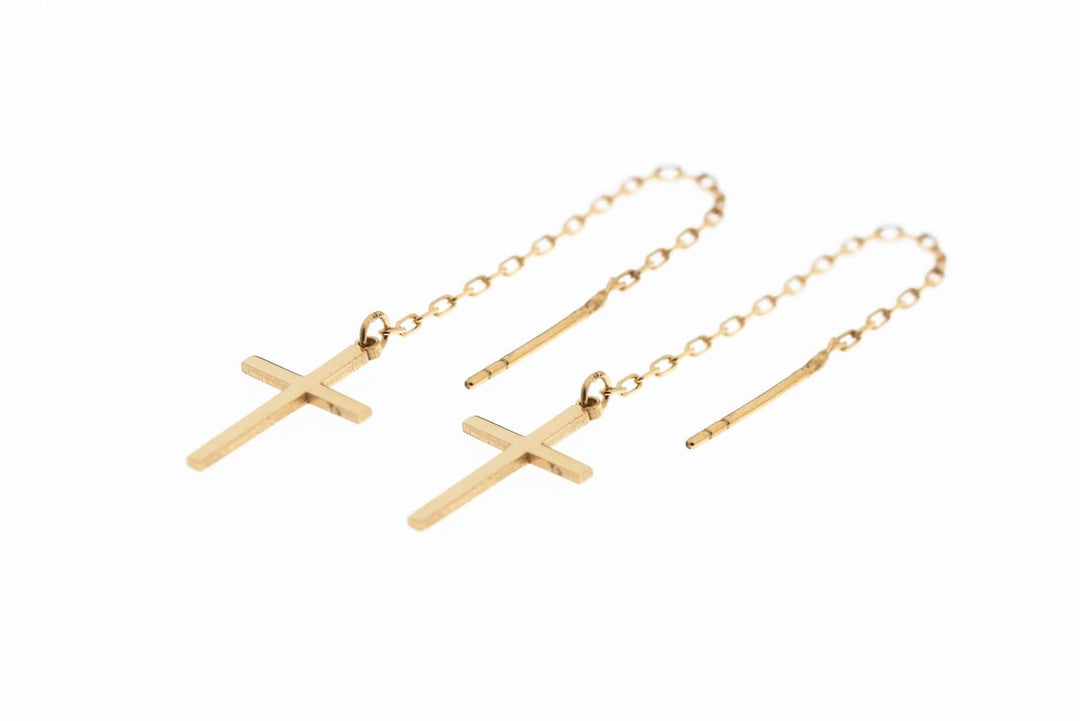 Piety Cross Hoop Earrings