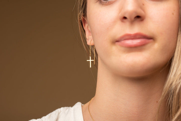 Piety Cross Hoop Earrings