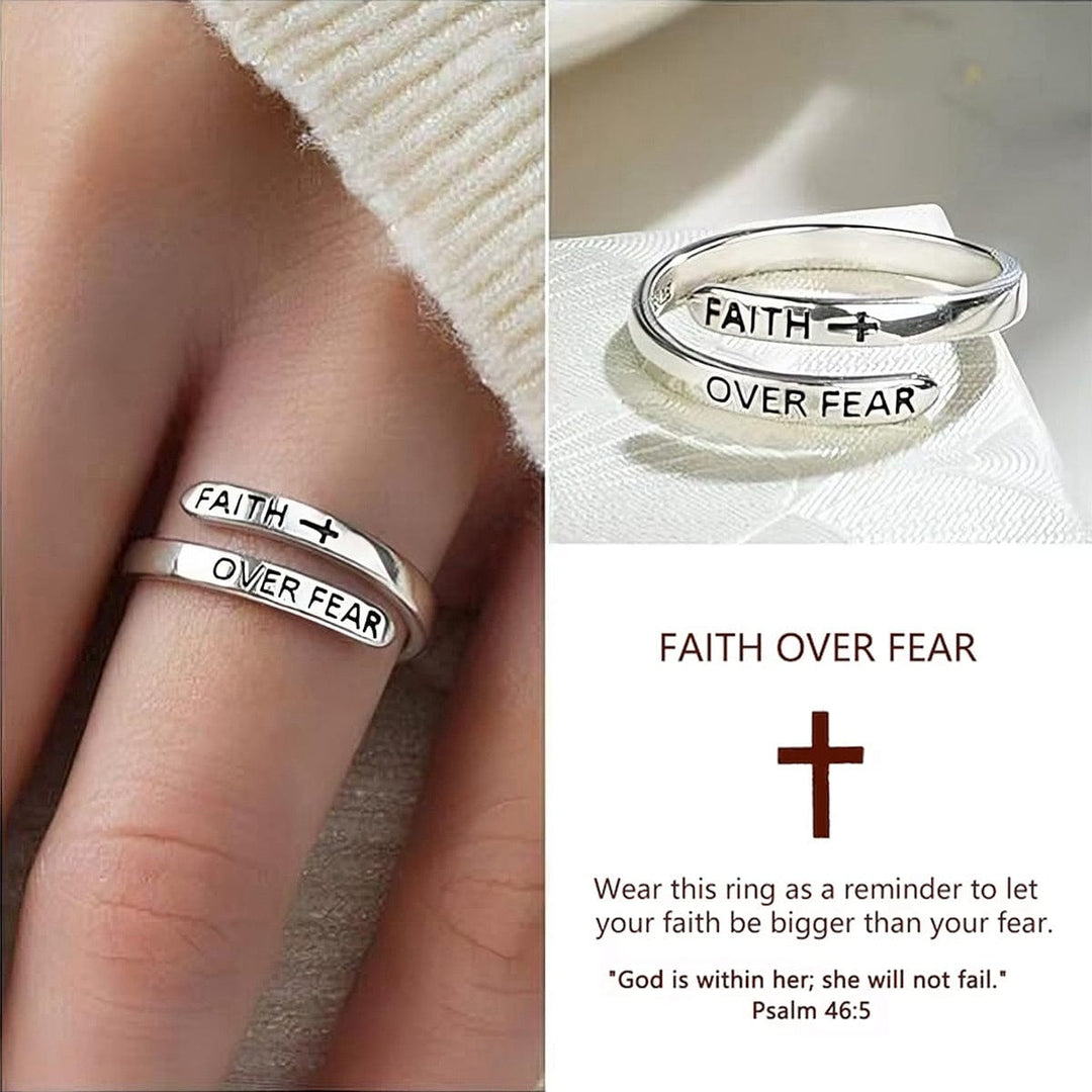 Faith Over Fear Cross Ring